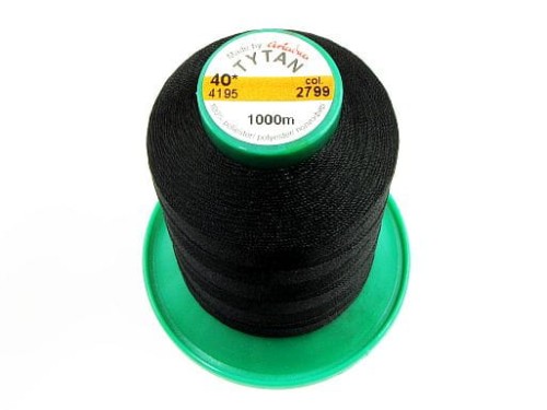 Nici poliestrowe Tytan trójskrętne "40" czarne opakowanie 10 szt